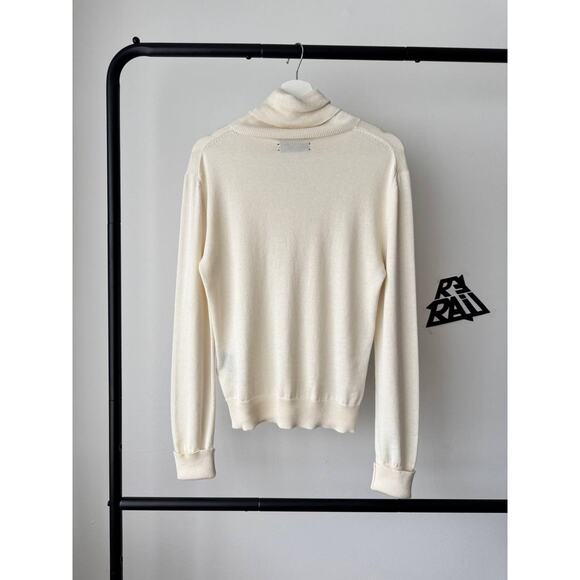 Amiri Turtleneck Logo Cashmere Silk Sweater Off-White - Picture 2 of 8